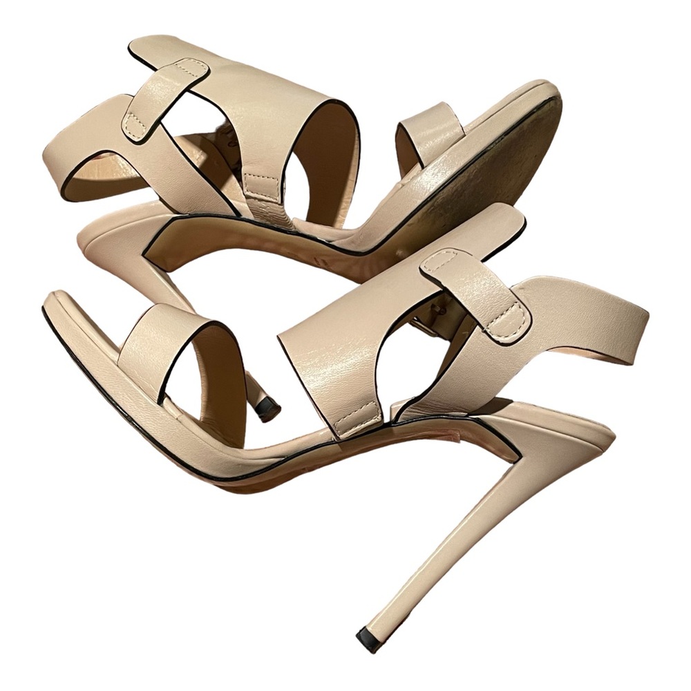 Giampaolo Viozzi 5”H Italian leather ankle buckle stiletto sandals. …